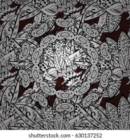White pattern on brown background with white elements. 