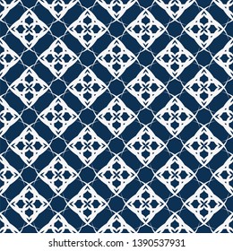White pattern on dark blue background. Seamless pattern. Abstract vector.