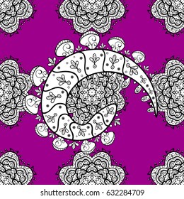 White pattern on magenta background with white elements. Traditional orient ornament. Seamless classic vector white pattern. Classic vintage background.