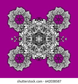 White pattern on magenta and pink background with elements. Classic vector pattern. Classic vintage background. Traditional orient ornament.