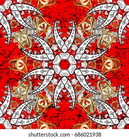White pattern on red background with white elements. Vector vintage baroque floral pattern in white. Luxury, royal and Victorian concept. Ornate decoration.