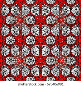 White pattern on red background with white elements. White color illustration. Vector geometric background. For your design, wallpaper.