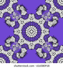 White pattern on violet background with white elements. Vector oriental ornament. Traditional classic white pattern. Seamless oriental ornament in the style of baroque.