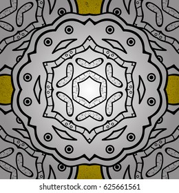 White pattern on yellow background with white elements. Classic vector white pattern. Classic vintage background. Traditional orient ornament.