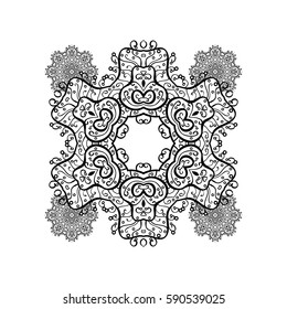 White pattern. Vector oriental ornament. Pattern with doodles on white background with isolated elements.