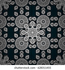 White pattern. Vector oriental ornament. Pattern on blue background with white elements.