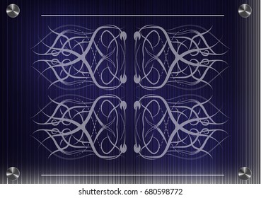 White patterns on a blue background. 2d illustration
