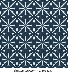 White patterns on a dark blue background. Seamless pattern. Graphic vector.