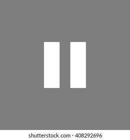White pause button vector icon. Gray background