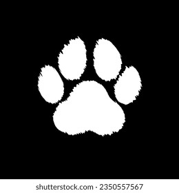 white paw on distorted black background