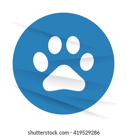 White Paw Print icon label on wrinkled paper