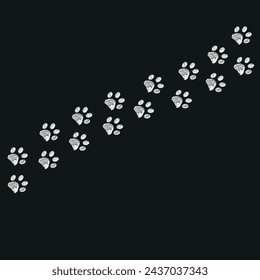 
White paw prints trace illustration