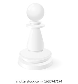 White pawn. 3d chess piece. Vector illustration isolated on white background