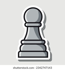 white pawn, editable cartoon style sticker vector