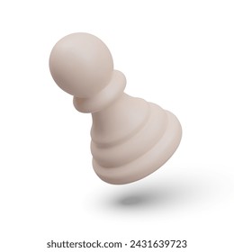 White pawn in inclined position. Chess piece in motion. Small single soldier