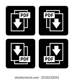 white PDF download icon on black background