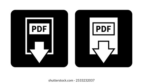 ícone branco de download de PDF no fundo preto