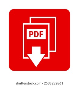 ícone branco de download de PDF em fundo vermelho