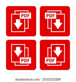 ícone branco de download de PDF em fundo vermelho