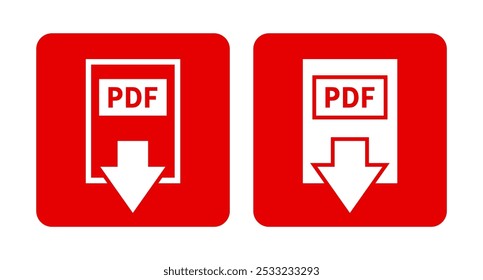 ícone branco de download de PDF em fundo vermelho