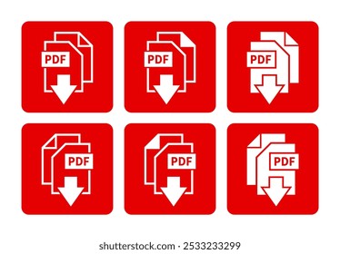 ícone branco de download de PDF em fundo vermelho