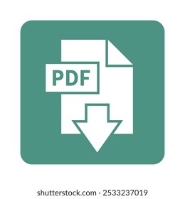 ícone branco de download de PDF em fundo verde