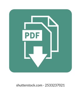 ícone branco de download de PDF em fundo verde