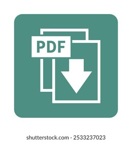 ícone branco de download de PDF em fundo verde