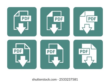 ícone branco de download de PDF em fundo verde