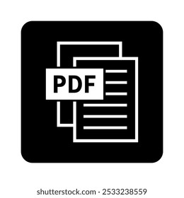 ícone branco do arquivo PDF no plano de fundo preto