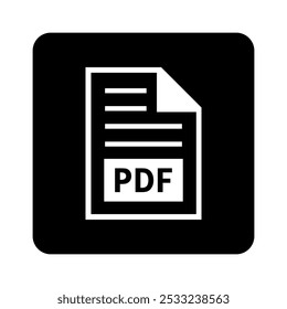 ícone branco do arquivo PDF no plano de fundo preto