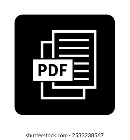 ícone branco do arquivo PDF no plano de fundo preto