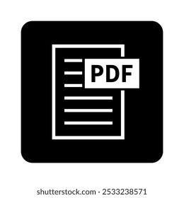 white PDF file icon on black background