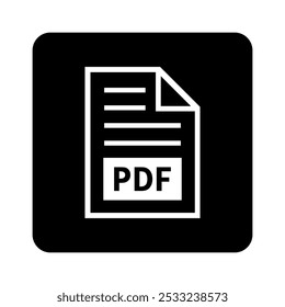 ícone branco do arquivo PDF no plano de fundo preto