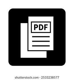 ícone branco do arquivo PDF no plano de fundo preto