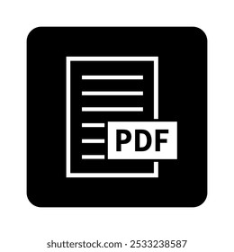 white PDF file icon on black background