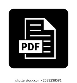 ícone branco do arquivo PDF no plano de fundo preto