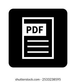 ícone branco do arquivo PDF no plano de fundo preto