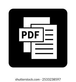 ícone branco do arquivo PDF no plano de fundo preto