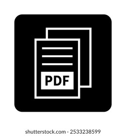 ícone branco do arquivo PDF no plano de fundo preto