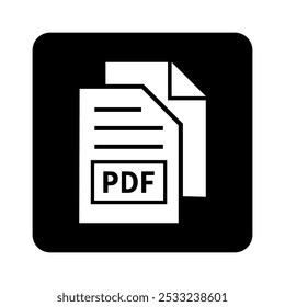 ícone branco do arquivo PDF no plano de fundo preto