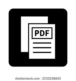 ícone branco do arquivo PDF no plano de fundo preto