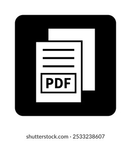 ícone branco do arquivo PDF no plano de fundo preto