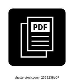 ícone branco do arquivo PDF no plano de fundo preto