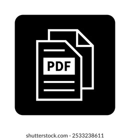 ícone branco do arquivo PDF no plano de fundo preto