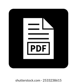 ícone branco do arquivo PDF no plano de fundo preto