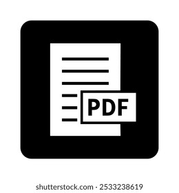 ícone branco do arquivo PDF no plano de fundo preto