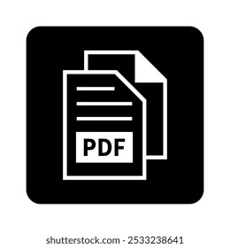 ícone branco do arquivo PDF no plano de fundo preto