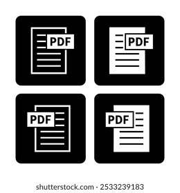 weißes PDF-Datei-Symbol auf schwarzem Hintergrund