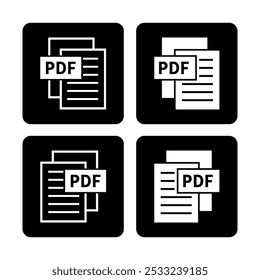 weißes PDF-Datei-Symbol auf schwarzem Hintergrund